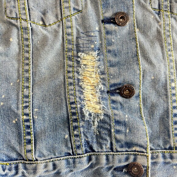 Vintage Brody Girls Denim Cropped Jacket Jean Distressed Bleached Sz M Faded - Picture 4 of 8